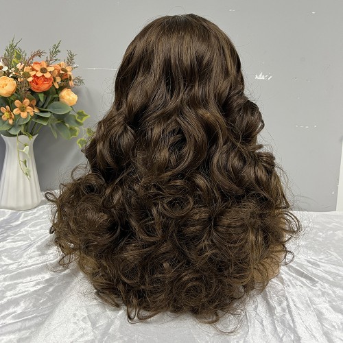 #4 Brown Double Drawn Bouncy Curl 13x4 Transparent Lace Full Frontal 300% Density Wig | Human Hair Wig | Lace Front